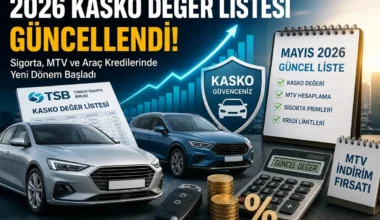 Kasko Değer Listesi 2026 Mayıs Güncellemesi Kasko Değer Listesi 2026 Mayıs Güncellemesi